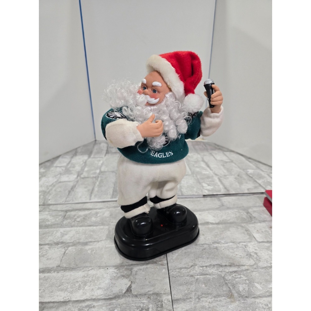 NFL Philadelphia Eagles Animated Rock N Roll Santa Christmas Sings Doesnt Dance